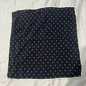 Laura Ashley Vintage Silk Polka Dot Navy Scarf